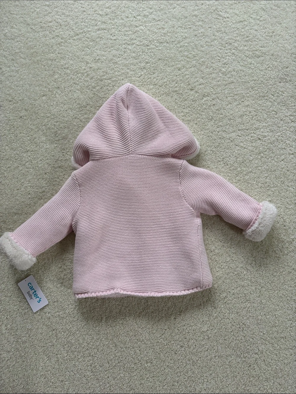 Carter's Pink Sherpa-Lined Hooded Baby Knit Jacket